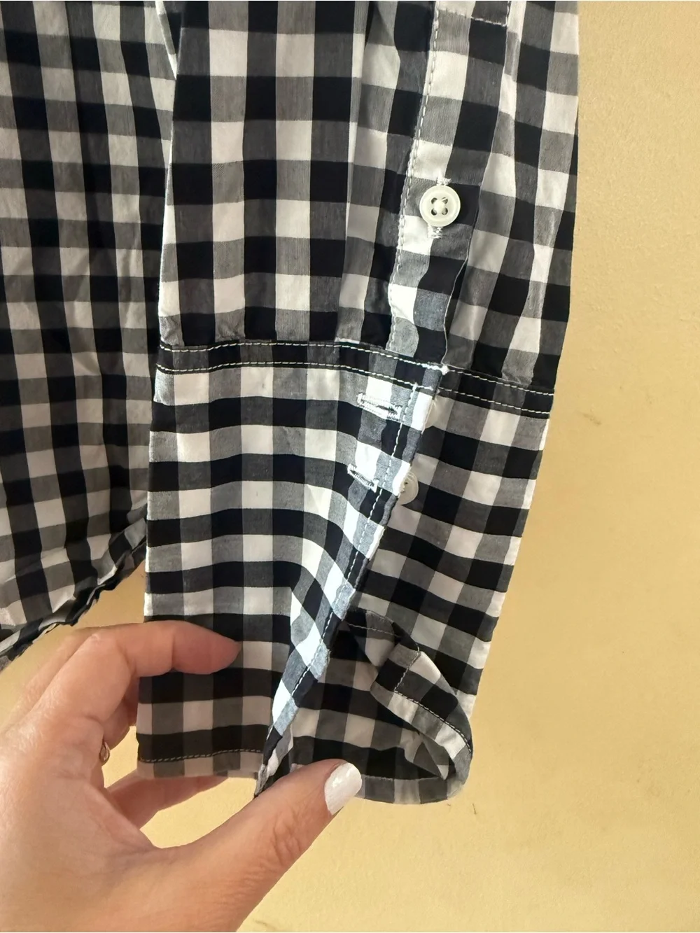 J. Crew Black and White Gingham Button-Down Shirt, size 6
